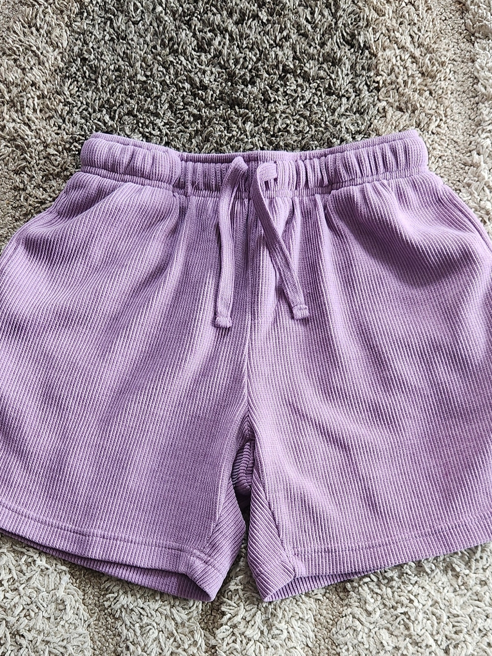 Negative Space Ribbed Lavender Athletic Thick Lounging Athletic Drawstring Short